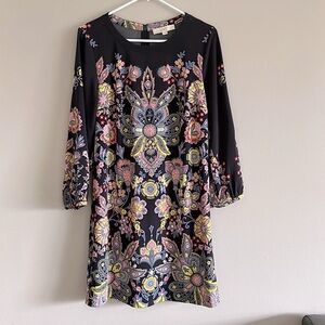 Loft Navy Blue Bold Medallion Paisley Floral Shift Dress
